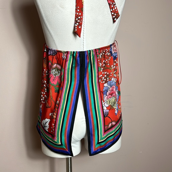 Express Floral Scarf Halter  top Open Back size XS - Picture 6 of 13